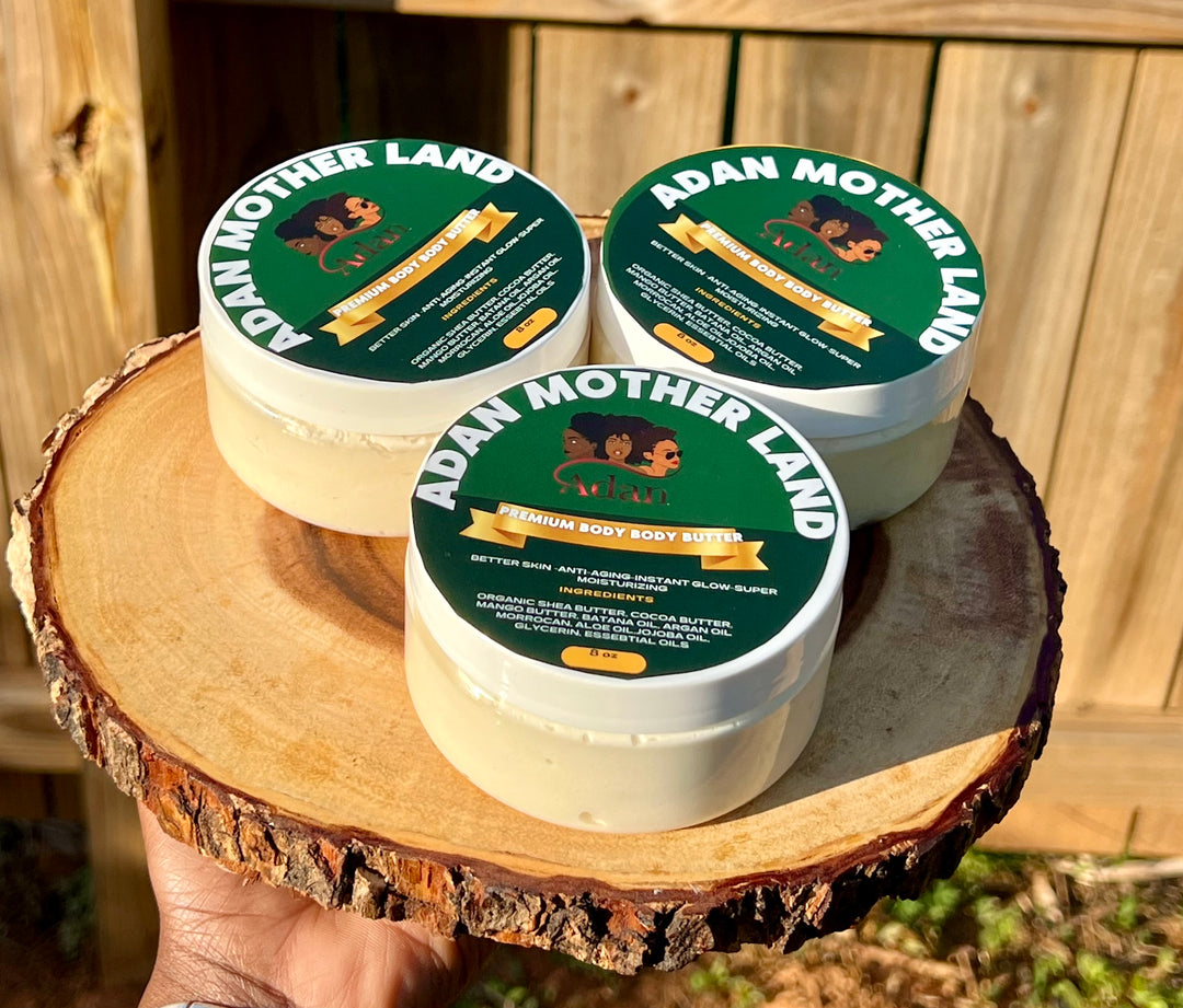 Adan Mother Land Body Butter with BATANA SKin REPAIR BUTTER NO FRAGRANCE OILS ONLY ESSENTIAL OILS