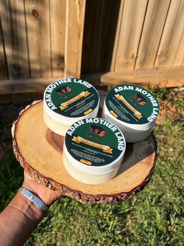 Adan Mother Land Body Butter with BATANA SKin REPAIR BUTTER NO FRAGRANCE OILS ONLY ESSENTIAL OILS