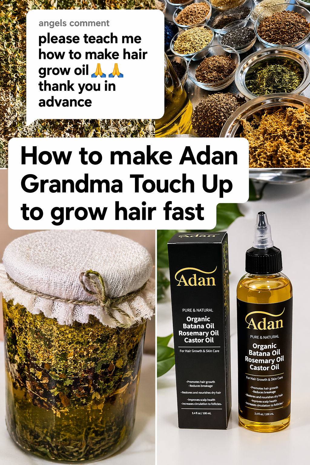Adan Grandma’s touch up hair growth oil ( Regrow, repair oil) jumbo