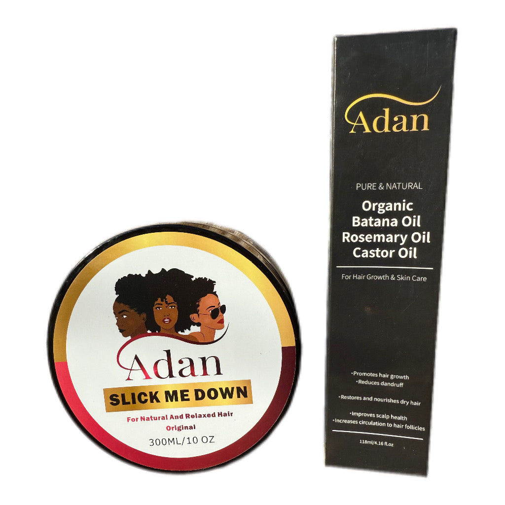 Slick and grow Duo ( bigger Slick Me Down , 4 oz hair growth oil , free edges brush)