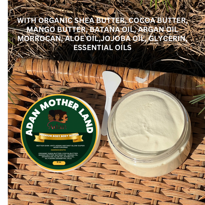 Adan Mother Land Body Butter with BATANA SKin REPAIR BUTTER NO FRAGRANCE OILS ONLY ESSENTIAL OILS