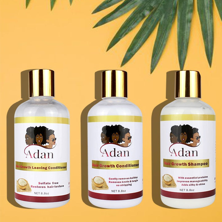 Adan shampoo, conditioner and leave in  conditioner. Grow Your Hair ! ( discontinued soon)